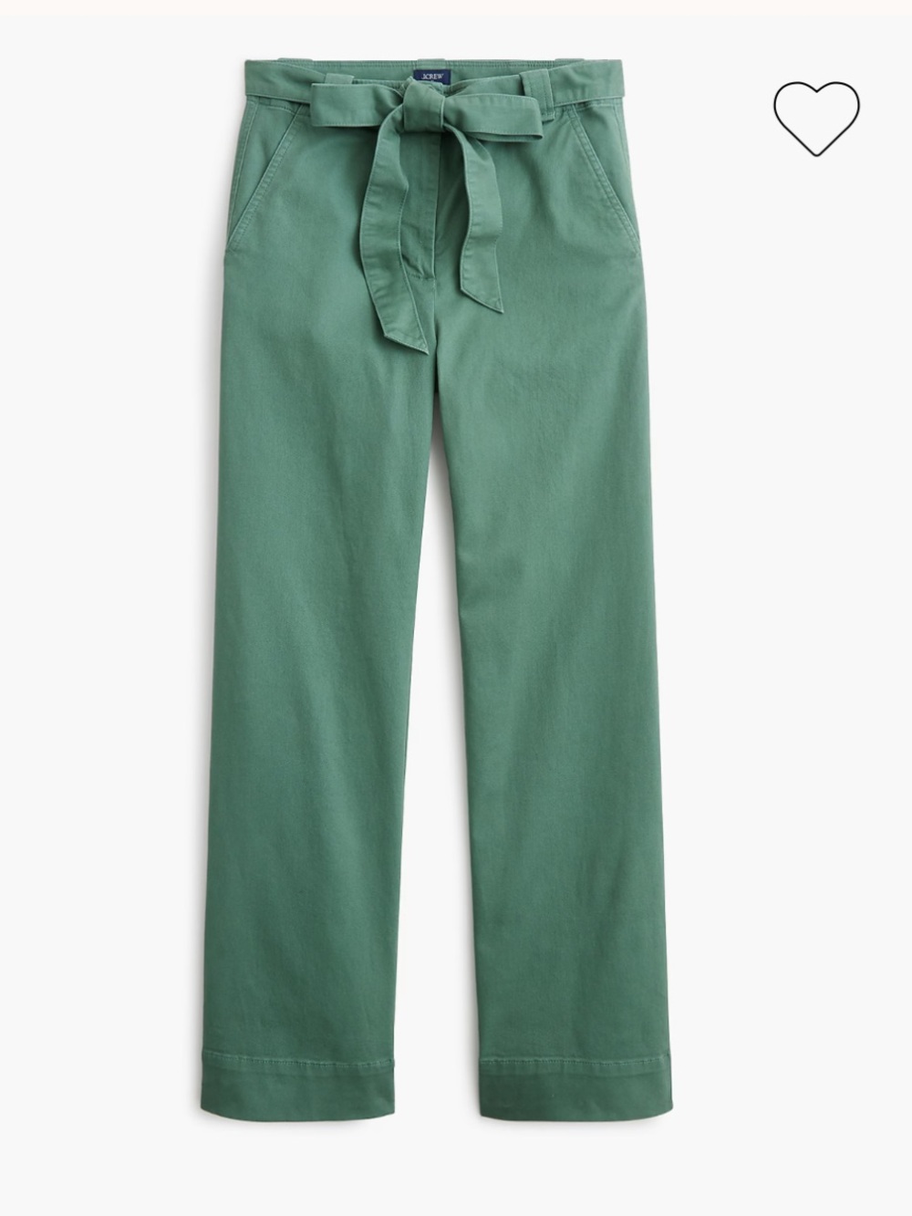 Twill wide-leg tie-waist chino pant